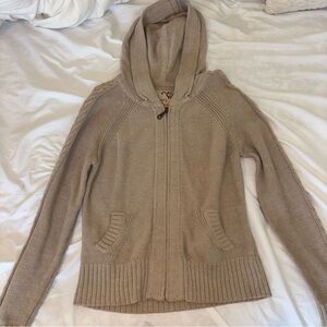 Apt. 9 Beige Knit Zip-Up Hoodie Sweater